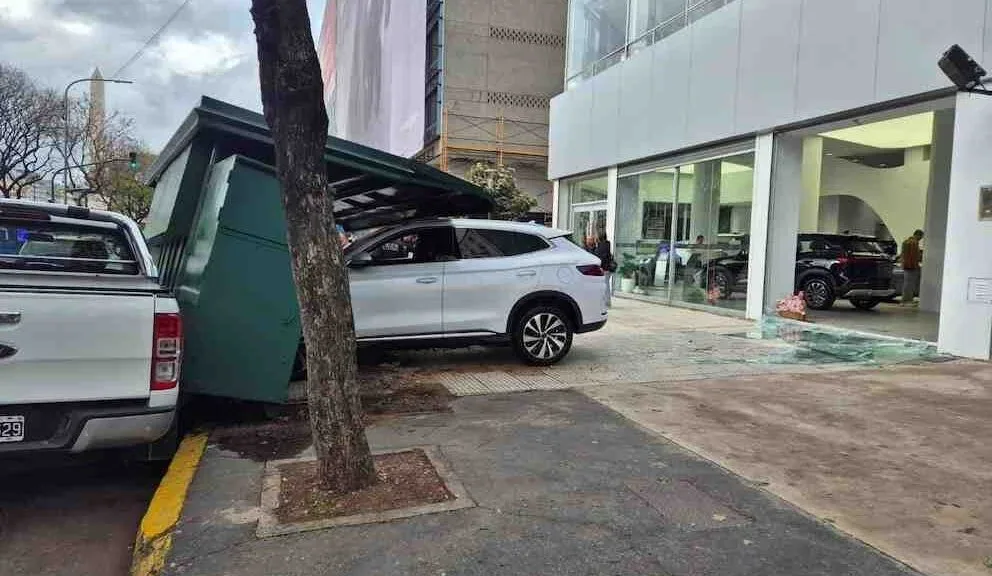 Un cliente chocó un auto eléctrico contra un árbol al probarlo en una concesionaria céntrica