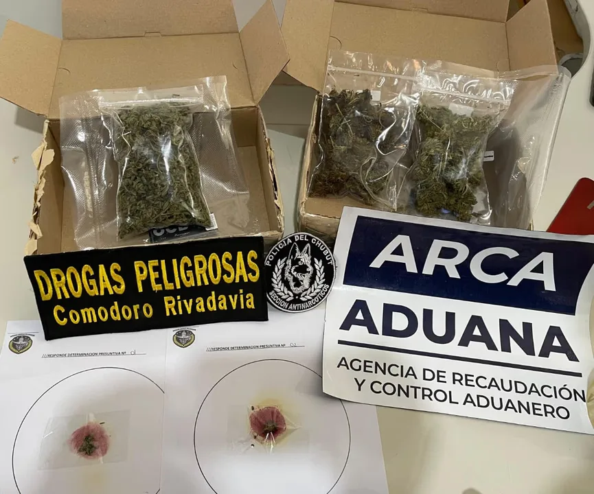 Encomiendas con cannabis y municiones fueron interceptadas en Rada Tilly